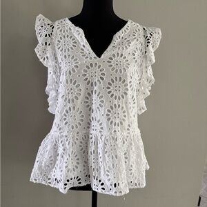 Lilly Pulitzer Faun Eyelet Top Sz 6 Resort White